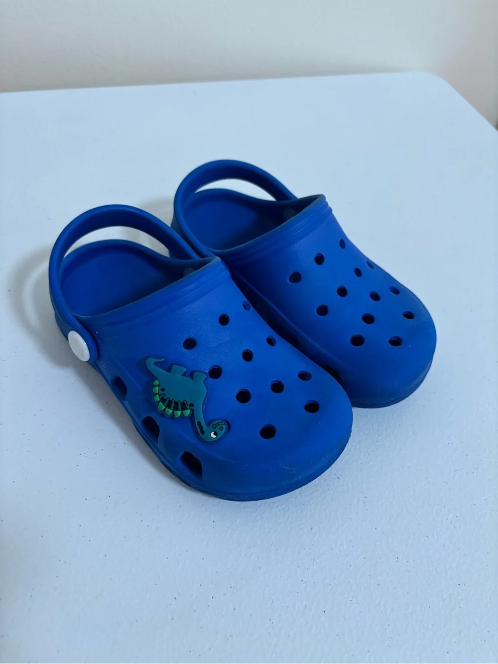 Kids Blue Slip-On Sandals with Dino Charm